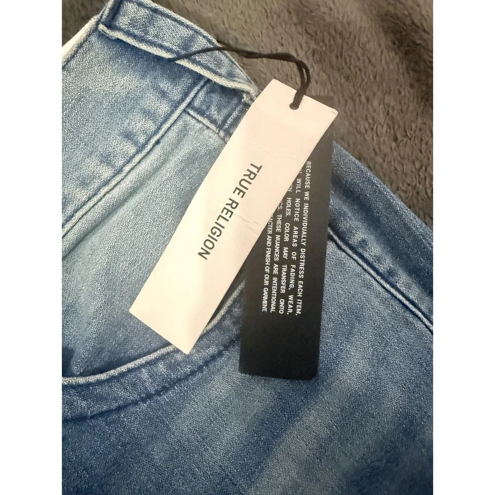 True Religion Geno No Flap SN Slim Straight Jeans Medium Wash Blue Mens 36 NEW